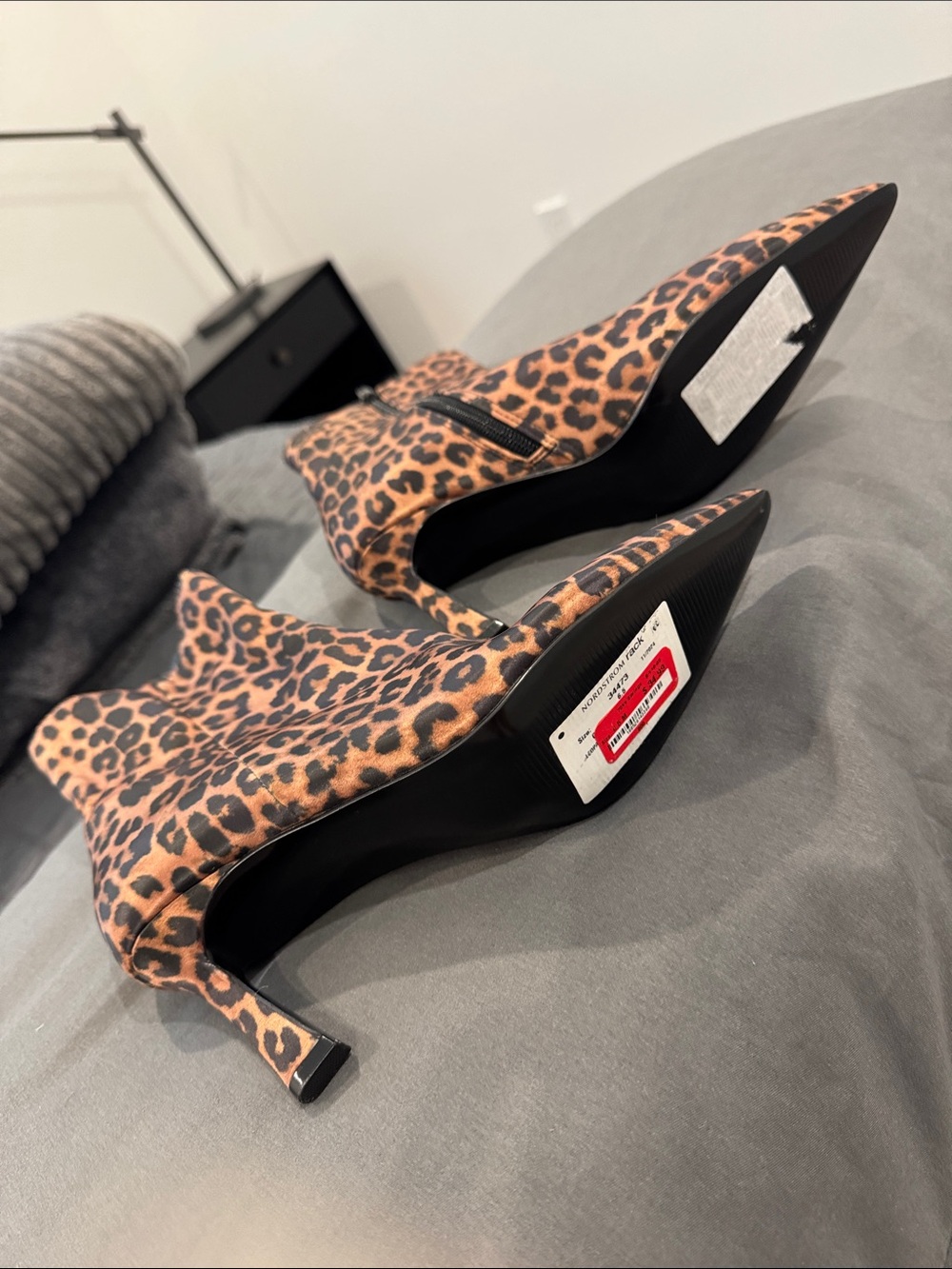Leopard Print Ankle Booties in Brown and Black - Picture 2 of 4